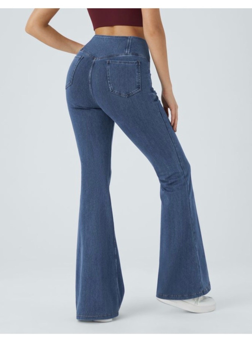 NWT Halara Flex High Waisted Crossover Pocket Washed Casual Jeans Women XL Tall - Picture 2 of 7